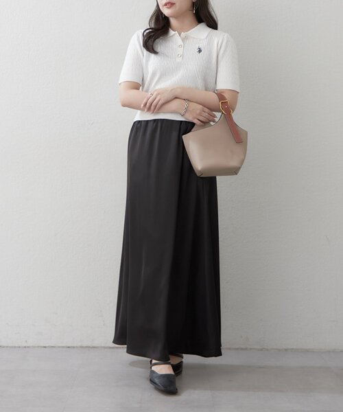 U.S. POLO ASSN.(ユーエスポロアッスン)の「【U.S.POLOASSN.】半袖ポロニット(ニット/セーター・レディース・ネイビー/ボルドー/オフホワイト/グレー・FREE)」の7枚目の写真