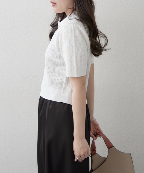 U.S. POLO ASSN.(ユーエスポロアッスン)の「【U.S.POLOASSN.】半袖ポロニット(ニット/セーター・レディース・ネイビー/ボルドー/オフホワイト/グレー・FREE)」の9枚目の写真
