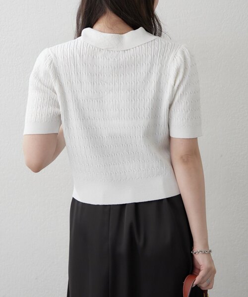 U.S. POLO ASSN.(ユーエスポロアッスン)の「【U.S.POLOASSN.】半袖ポロニット(ニット/セーター・レディース・ネイビー/ボルドー/オフホワイト/グレー・FREE)」の10枚目の写真