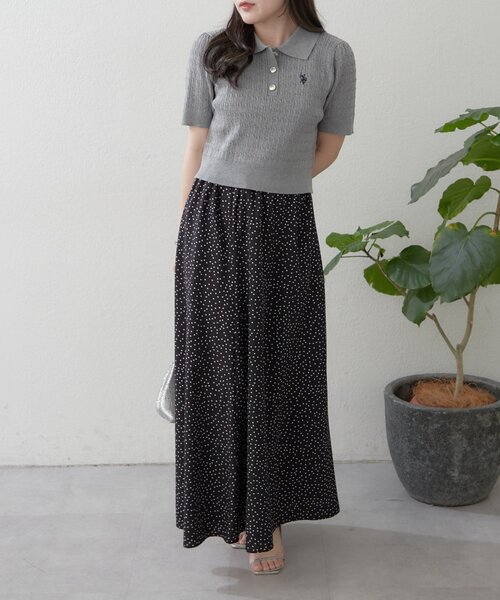 U.S. POLO ASSN.(ユーエスポロアッスン)の「【U.S.POLOASSN.】半袖ポロニット(ニット/セーター・レディース・ネイビー/ボルドー/オフホワイト/グレー・FREE)」の16枚目の写真