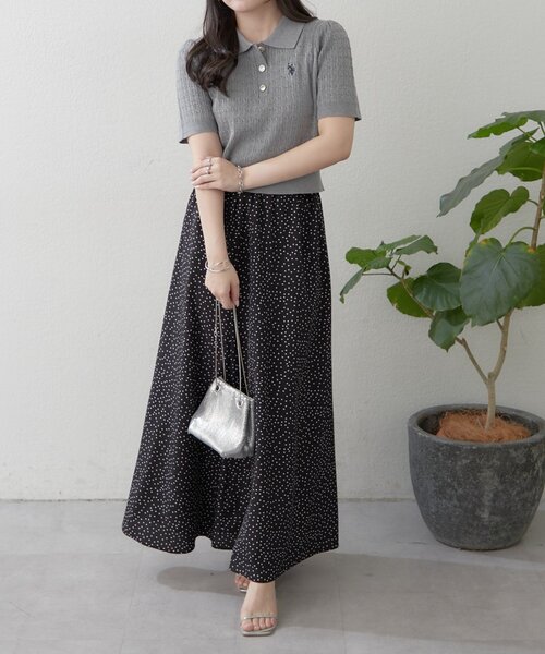 U.S. POLO ASSN.(ユーエスポロアッスン)の「【U.S.POLOASSN.】半袖ポロニット(ニット/セーター・レディース・ネイビー/ボルドー/オフホワイト/グレー・FREE)」の17枚目の写真