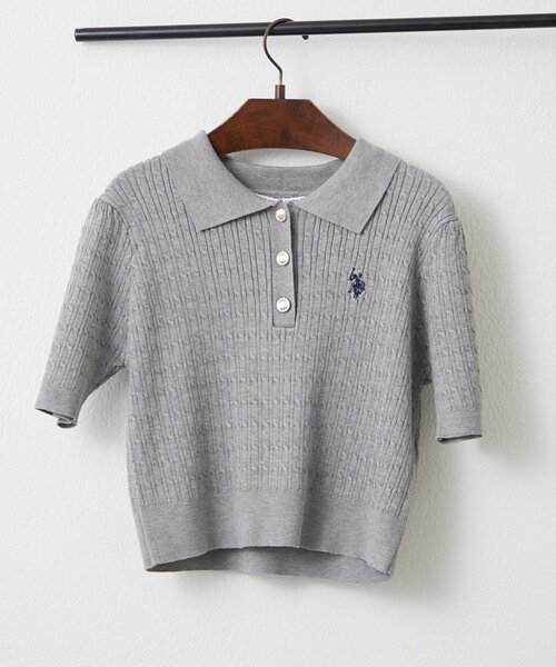 U.S. POLO ASSN.(ユーエスポロアッスン)の「【U.S.POLOASSN.】半袖ポロニット(ニット/セーター・レディース・ネイビー/ボルドー/オフホワイト/グレー・FREE)」の18枚目の写真