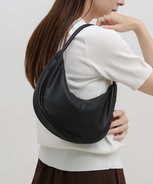 select MOCA(セレクトモカ)の「ハーフムーンカーブミニハンドバッグ(ハンドバッグ・レディース・ブラック/ブラウン/ライトグレー・FREE)」の2枚目の写真