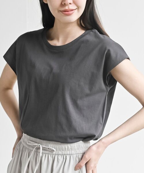 rps（アールピーエス）の「サイロコンパクトコットンフレンチＴ（Tシャツ/カットソー・レディース・チャコールグレー/オフホワイト/ブラック/杢グレー・L/M）」の3枚目の写真