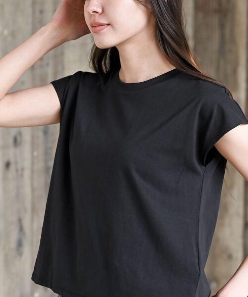 rps（アールピーエス）の「サイロコンパクトコットンフレンチＴ（Tシャツ/カットソー・レディース・チャコールグレー/オフホワイト/ブラック/杢グレー・L/M）」の9枚目の写真
