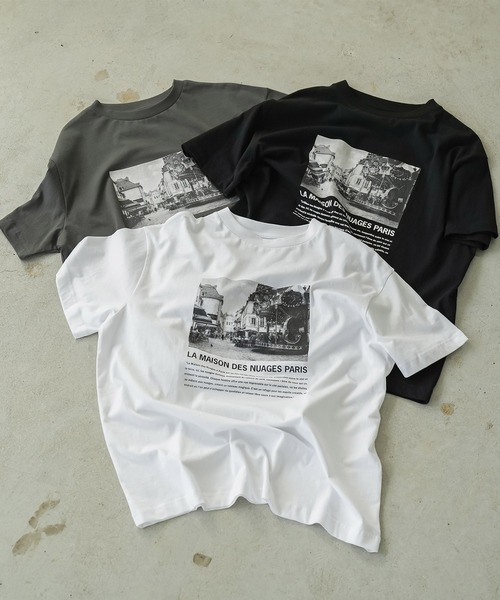 mili an deni（ミリアンデニ）の「半袖シティスケープフォトプリントTシャツ（Tシャツ/カットソー・レディース・オフホワイト/チャコールグレー/ブラック・M/L）」の18枚目の写真