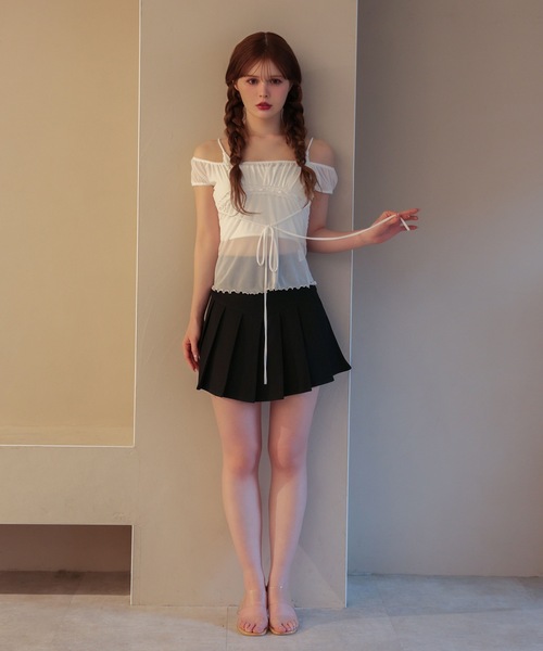 M DOLLY(エムドリー)の「Sheer riley mellow tops / シアーライリーメロウトップス(Tシャツ/カットソー・レディース・ホワイト/ブラック・FREE)」の7枚目の写真