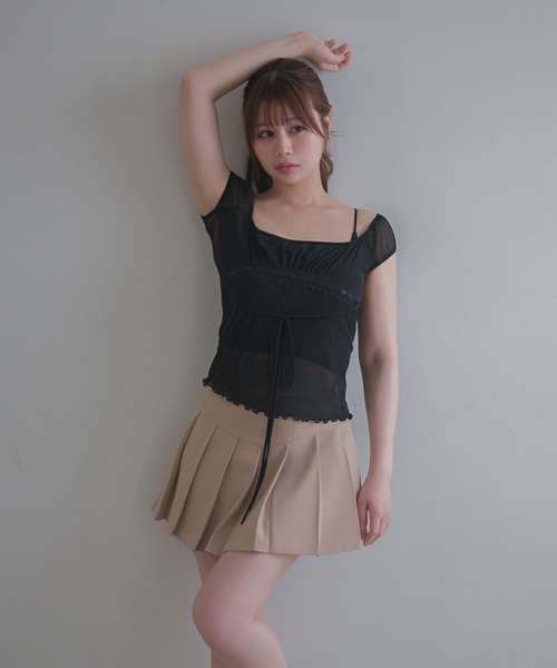 M DOLLY(エムドリー)の「Sheer riley mellow tops / シアーライリーメロウトップス(Tシャツ/カットソー・レディース・ホワイト/ブラック・FREE)」の9枚目の写真