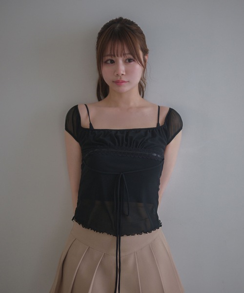 M DOLLY(エムドリー)の「Sheer riley mellow tops / シアーライリーメロウトップス(Tシャツ/カットソー・レディース・ホワイト/ブラック・FREE)」の10枚目の写真