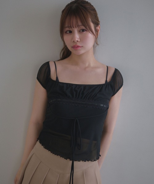 M DOLLY(エムドリー)の「Sheer riley mellow tops / シアーライリーメロウトップス(Tシャツ/カットソー・レディース・ホワイト/ブラック・FREE)」の11枚目の写真