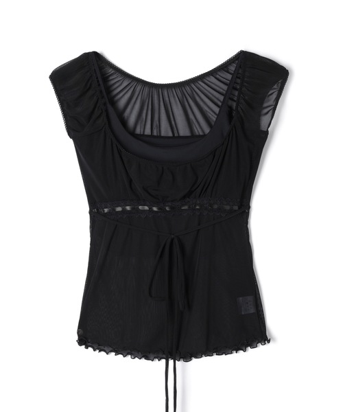 M DOLLY(エムドリー)の「Sheer riley mellow tops / シアーライリーメロウトップス(Tシャツ/カットソー・レディース・ホワイト/ブラック・FREE)」の14枚目の写真