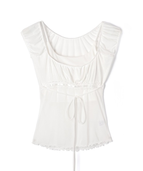 M DOLLY(エムドリー)の「Sheer riley mellow tops / シアーライリーメロウトップス(Tシャツ/カットソー・レディース・ホワイト/ブラック・FREE)」の16枚目の写真