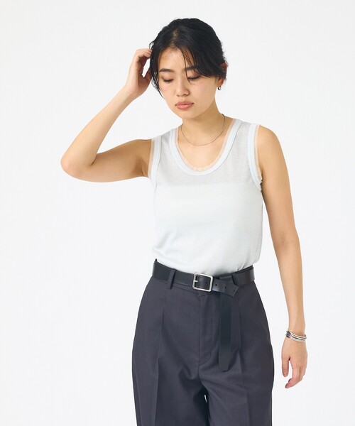 Rouge vif(ルージュヴィフ)の「ラメリブニットタンクトップ(タンクトップ・レディース・オフホワイト/ブラック・フリー)」の8枚目の写真