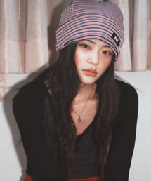 DRUNKTXT（ドランクテキスト）の「Stripe Beanie Pink（ニットキャップ/ビーニー）」
