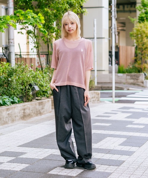 U.S. POLO ASSN.(ユーエスポロアッスン)の「【U.S. POLO ASSN./ユーエスポロアッスン】【とろみ素材 蒸れにくくさらさら】透かし編みニットTシャツ 透け感 涼しい サマーニット 高見え 上品(ニット/セーター・レディース・ピンク/ブラウン/オフホワイト/ブラック・MEDIUM/LARGE)」の21枚目の写真