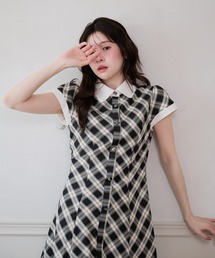 collar check mini onepiece / 襟付きチェックミニワンピース
