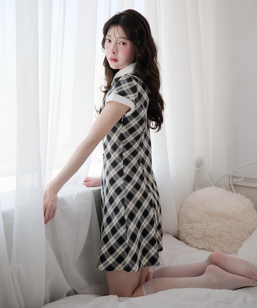 fupel(フぺル)の「collar check mini onepiece / 襟付きチェックミニワンピース(ワンピース・レディース・ベージュ/ブラック・FREE)」の16枚目の写真