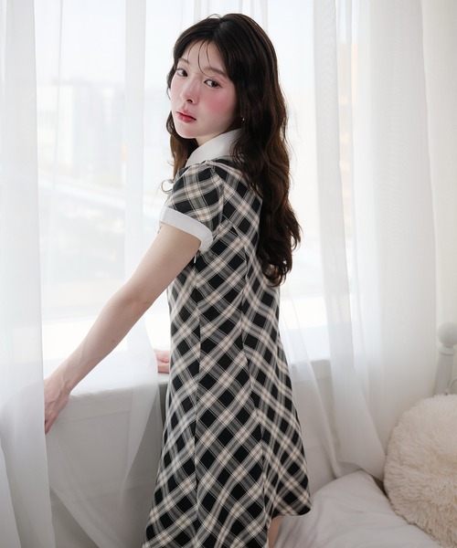 fupel(フぺル)の「collar check mini onepiece / 襟付きチェックミニワンピース(ワンピース・レディース・ベージュ/ブラック・FREE)」の17枚目の写真