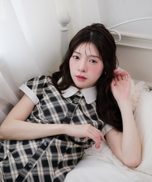 fupel(フぺル)の「collar check mini onepiece / 襟付きチェックミニワンピース(ワンピース・レディース・ベージュ/ブラック・FREE)」の18枚目の写真