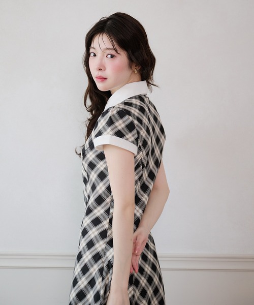 fupel(フぺル)の「collar check mini onepiece / 襟付きチェックミニワンピース(ワンピース・レディース・ベージュ/ブラック・FREE)」の12枚目の写真