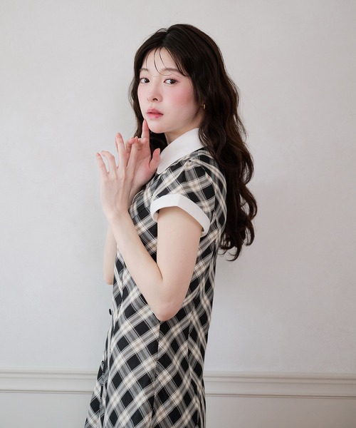 fupel(フぺル)の「collar check mini onepiece / 襟付きチェックミニワンピース(ワンピース・レディース・ベージュ/ブラック・FREE)」の13枚目の写真