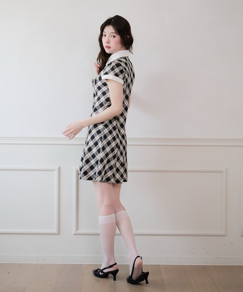 fupel(フぺル)の「collar check mini onepiece / 襟付きチェックミニワンピース(ワンピース・レディース・ベージュ/ブラック・FREE)」の7枚目の写真
