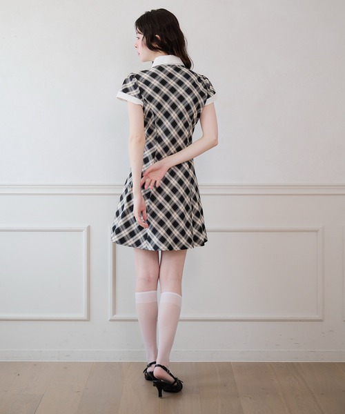 fupel(フぺル)の「collar check mini onepiece / 襟付きチェックミニワンピース(ワンピース・レディース・ベージュ/ブラック・FREE)」の9枚目の写真