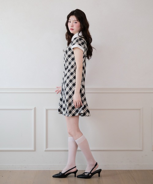fupel(フぺル)の「collar check mini onepiece / 襟付きチェックミニワンピース(ワンピース・レディース・ベージュ/ブラック・FREE)」の8枚目の写真