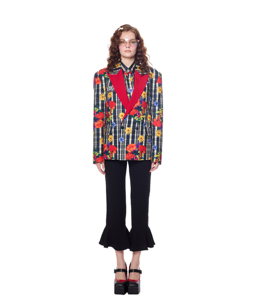 GREEDILOUS(グリディアス)の「Joy Emblem Check Flower double Blazer(テーラードジャケット・レディース・その他・X-SMALL/SMALL/MEDIUM/LARGE)」の1枚目の写真