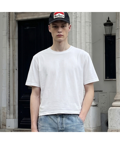DWSE(ディーダブリューエスイー)の「エッセンシャルクロップ半袖Tシャツ_5カラー(Tシャツ/カットソー・メンズ・チャコール/ホワイト/ライトグレー/ブラック/アッシュグレー・SMALL/MEDIUM/LARGE/X-LARGE)」の2枚目の写真