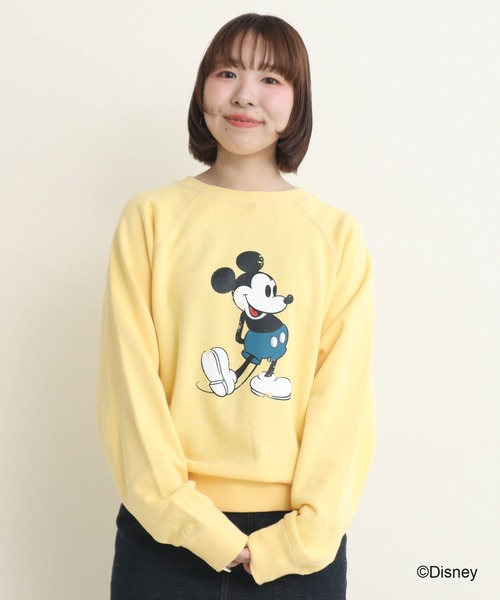 CHILD WOMAN(チャイルドウーマン)の「ミッキー/プリント クルーネックスウェット(スウェット・レディース・グレー/ブラウン/サックスブルー/ピンク/イエロー・FREE)」の16枚目の写真