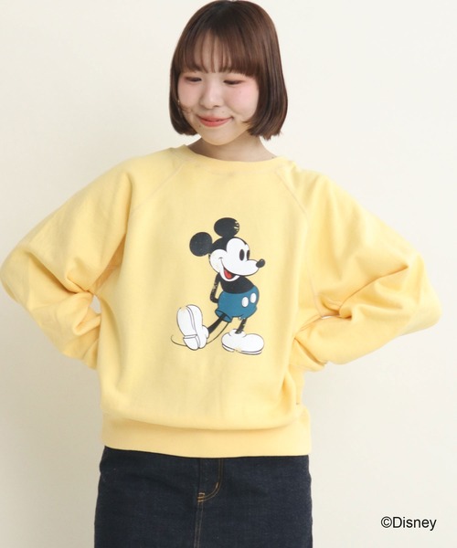 CHILD WOMAN(チャイルドウーマン)の「ミッキー/プリント クルーネックスウェット(スウェット・レディース・グレー/ブラウン/サックスブルー/ピンク/イエロー・FREE)」の19枚目の写真