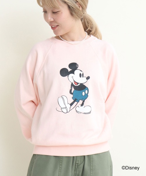 CHILD WOMAN(チャイルドウーマン)の「ミッキー/プリント クルーネックスウェット(スウェット・レディース・グレー/ブラウン/サックスブルー/ピンク/イエロー・FREE)」の6枚目の写真