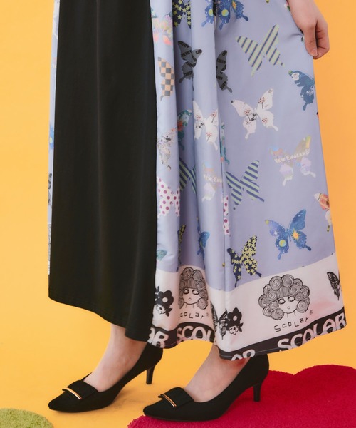 ScoLar(スカラー)の「162661:天竺×蝶柄布帛ワンピース(ワンピース・レディース・チャコールグレー/ブラック・M)」の8枚目の写真