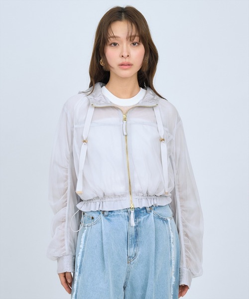 AND COUTURE(アンドクチュール)の「レイヤードシアーブルゾン(ブルゾン・レディース・オフホワイト/ライトグレー/ベージュ/ネイビー・FREE)」の16枚目の写真