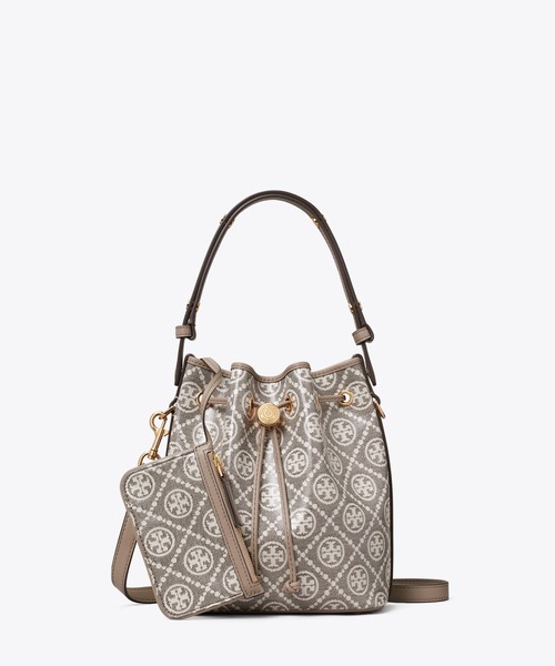 TORY BURCH（トリーバーチ）の「Tモノグラム コーテッドジャガード バケットバッグ（ショルダーバッグ・レディース・ダークブラウン・ONE SIZE）」の3枚目の写真