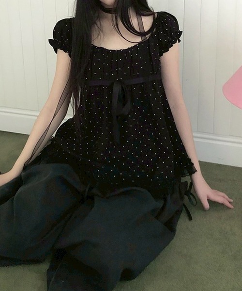LYEON(リヨン)の「裾レースドット柄フレアブラウス(シャツ/ブラウス・レディース・オフホワイト/ブラック・FREE)」の17枚目の写真