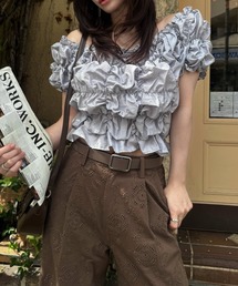 WILLFULLY | whip shirring stripe 2way tops(Tシャツ/カットソー)