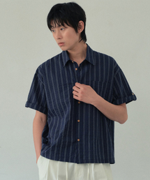 ロールアップストライプシャツ_NAVY(WB6SH09)