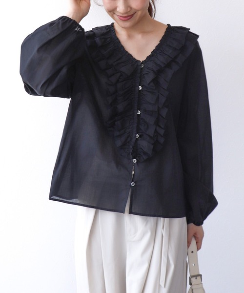 Jines(ジネス)の「綿ローンボイル大人フリルブラウス(シャツ/ブラウス・レディース・ホワイト/グレー/ブラック・38)」の21枚目の写真