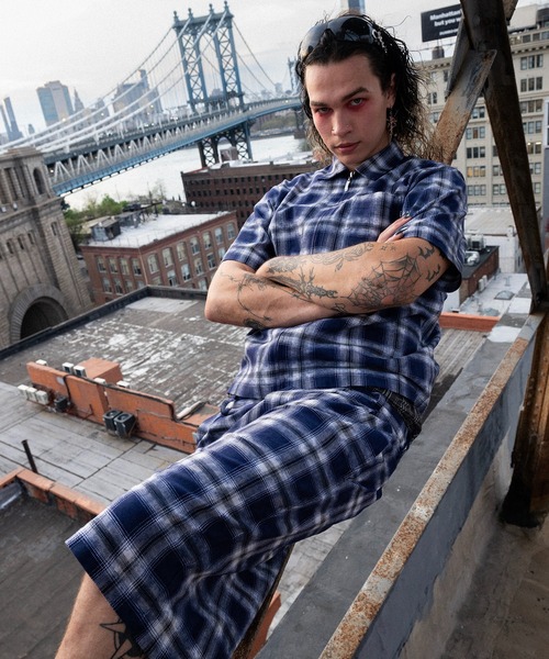 HUF(ハフ)の「MISTY PLAID SHIRT(シャツ/ブラウス・メンズ・ネイビー/ベージュ・M/S/XL/L)」の4枚目の写真
