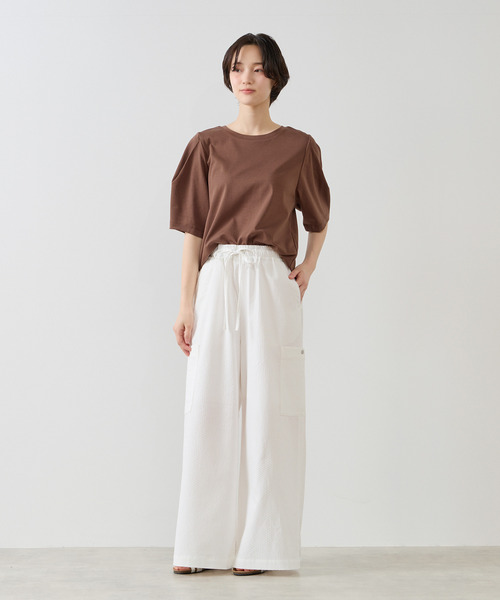 MELROSE claire(メルローズ クレール)の「【微光沢シルケットスムースタックスリーブプルオーバー】(Tシャツ/カットソー・レディース・ブラウン/チャコールグレー/クリーム・FREE)」の11枚目の写真