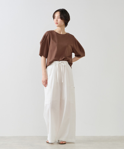 MELROSE claire(メルローズ クレール)の「【微光沢シルケットスムースタックスリーブプルオーバー】(Tシャツ/カットソー・レディース・ブラウン/チャコールグレー/クリーム・FREE)」の12枚目の写真