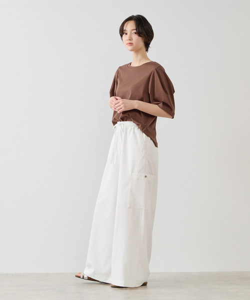 MELROSE claire(メルローズ クレール)の「【微光沢シルケットスムースタックスリーブプルオーバー】(Tシャツ/カットソー・レディース・ブラウン/チャコールグレー/クリーム・FREE)」の13枚目の写真