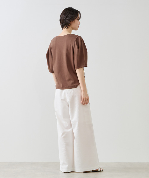 MELROSE claire(メルローズ クレール)の「【微光沢シルケットスムースタックスリーブプルオーバー】(Tシャツ/カットソー・レディース・ブラウン/チャコールグレー/クリーム・FREE)」の14枚目の写真
