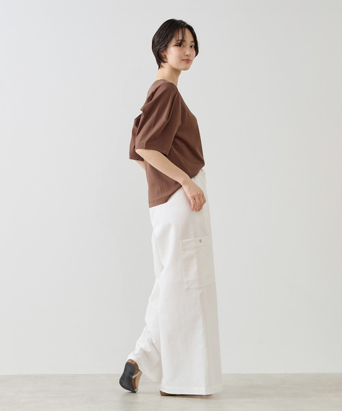 MELROSE claire(メルローズ クレール)の「【微光沢シルケットスムースタックスリーブプルオーバー】(Tシャツ/カットソー・レディース・ブラウン/チャコールグレー/クリーム・FREE)」の15枚目の写真