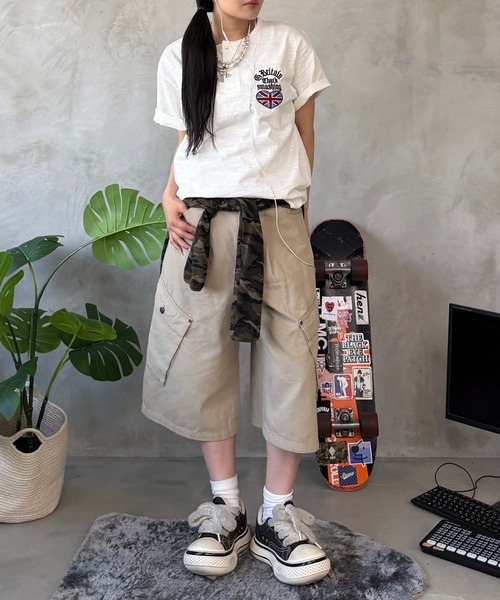 sedacle(セダクル)の「ユニオン刺繍ヘンリースラブTEE(Tシャツ/カットソー・レディース・オフホワイト/ボルドー/ライトブルー/ブラック・LARGE/MEDIUM/SMALL)」の22枚目の写真