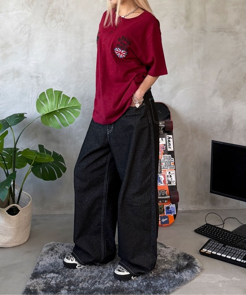 sedacle(セダクル)の「ユニオン刺繍ヘンリースラブTEE(Tシャツ/カットソー・レディース・オフホワイト/ボルドー/ライトブルー/ブラック・LARGE/MEDIUM/SMALL)」の13枚目の写真