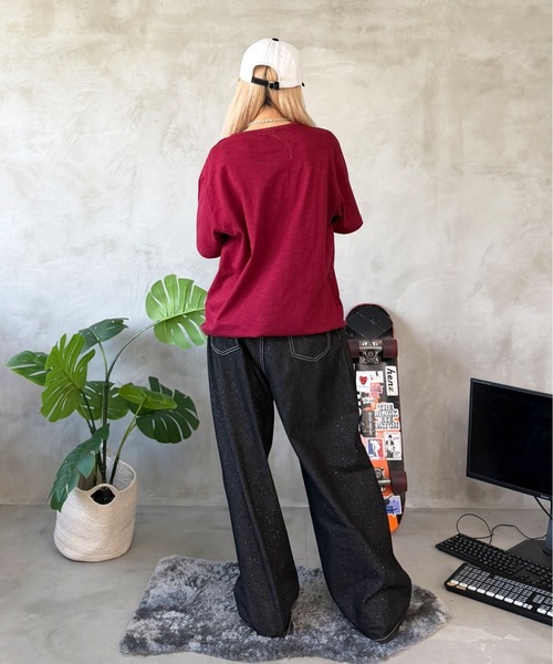 sedacle(セダクル)の「ユニオン刺繍ヘンリースラブTEE(Tシャツ/カットソー・レディース・オフホワイト/ボルドー/ライトブルー/ブラック・LARGE/MEDIUM/SMALL)」の14枚目の写真