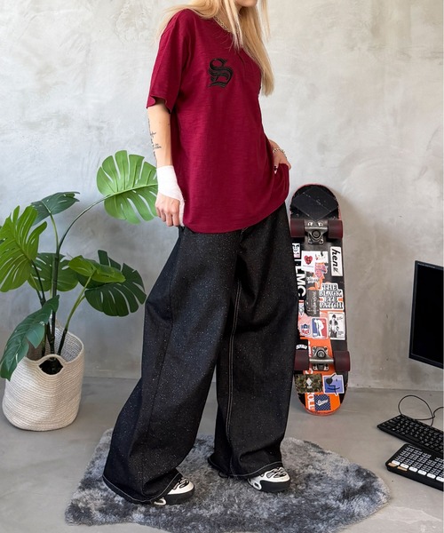 sedacle(セダクル)の「ユニオン刺繍ヘンリースラブTEE(Tシャツ/カットソー・レディース・オフホワイト/ボルドー/ライトブルー/ブラック・LARGE/MEDIUM/SMALL)」の15枚目の写真